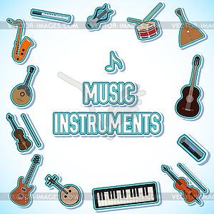 Flat music instruments background concept. - stock vector clipart