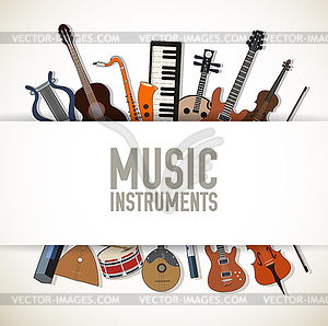 Flat music instruments background concept. - royalty-free vector clipart