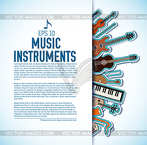 Flat music instruments background concept. - vector clipart