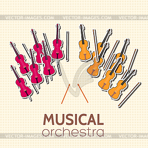 Flat violin guitar background concept - vector clipart