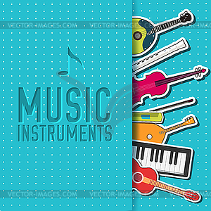 Flat music instruments background concept. - vector clip art