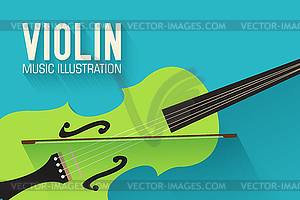 Flat violin guitar background concept - vector clip art