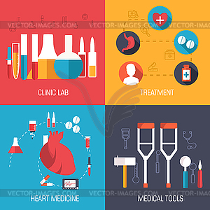 Установить Медицина плоские иконки концепция - изображение в векторном формате