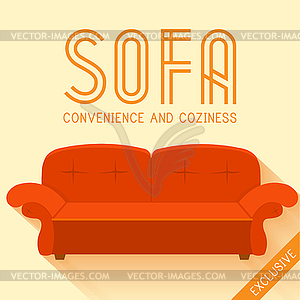 Flat red sofa background concept - vector image