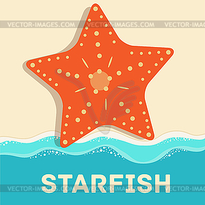 Retro flat starfish icon concept. design - vector clip art