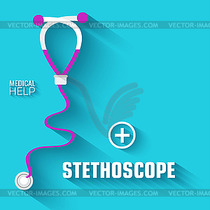 Flat medical stethoscope background. concept - vector clipart