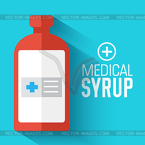 Flat medical syrup background. concept - vector image