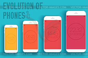 Mobile electronic devices on flat style concept - vector clip art