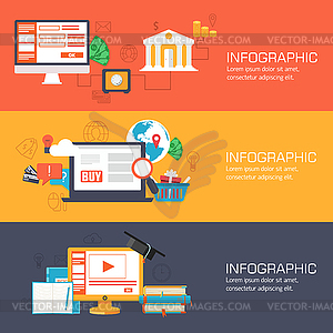 Set of web internet technology of business, online - vector image