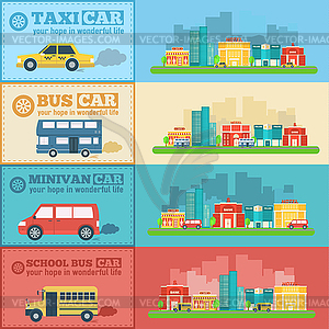 Flat city cars infographic banners traffic - vector image