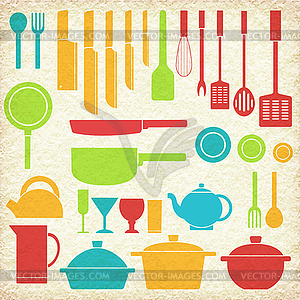 Flat kitchen table for cooking in house - vector image