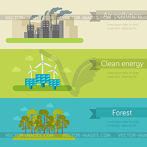 Экологическая концепция горизонтальные баннеры - графика в векторе