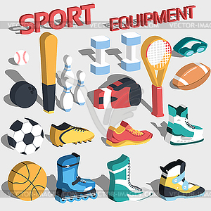3d perspective flat sport equipment background - royalty-free vector image