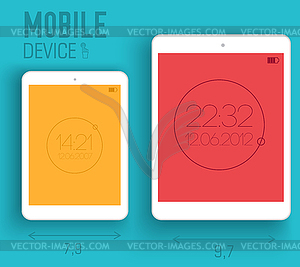 Mobile electronic devices on flat - vector image