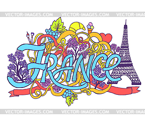 France art abstract hand lettering and doodles - vector image