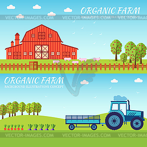 Flat farm in village set sprites and tile sets. - vector image