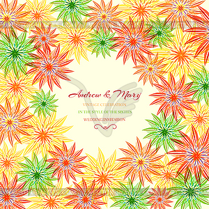 Colorful abstract floral with leaves and flowers. - vector clipart