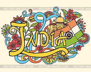 India art abstract hand lettering and doodles - vector clipart