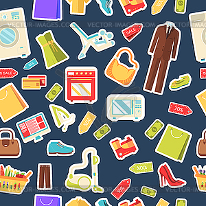 Many object purchased in shop. Shopping abstract - vector clipart