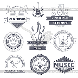 Music set label template of emblem element for - vector image