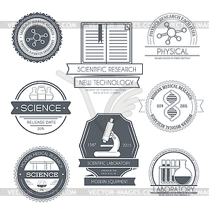 Science set label template of emblem element for - vector clipart