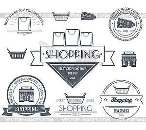 Shopping set label template of emblem element for - vector clip art