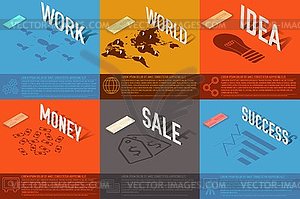 Set of perspective world, idea, sale, success - vector clipart