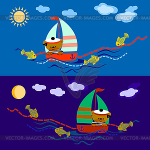 Медведь моряк - векторный рисунок