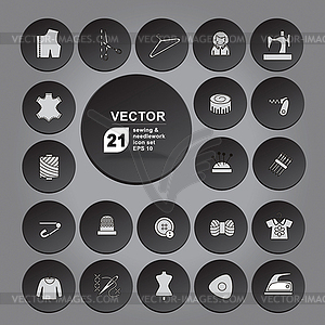 Sewing icon set gray - vector clipart