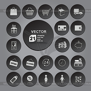 Shopping icon set gray - vector clip art