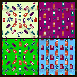 Seamless texture town - vector clipart