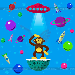 Seamless pattern space monkey - vector image