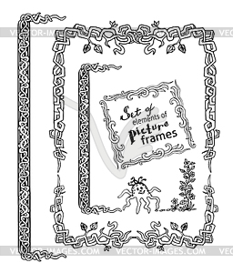 Set of yand drawn rustical frames elements - vector image