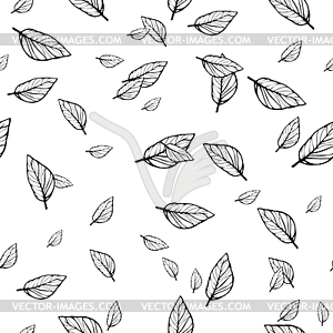 Black and white leafy texture - vector clipart