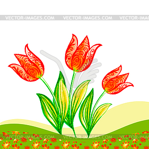 Watercolor floral background - vector image