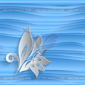 Winter linear background with floral decorative - vector clip art