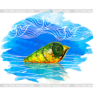 Shell. Watercolor sketch - color vector clipart