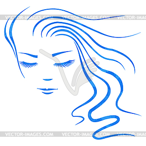 Art sketching beautiful girl face symbols - vector image