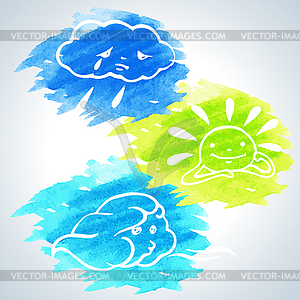 Weather. Watercolor icons - vector clipart