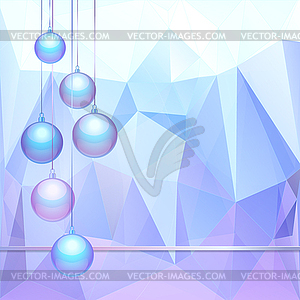 Christmas balls on abstract triangle background - vector clipart