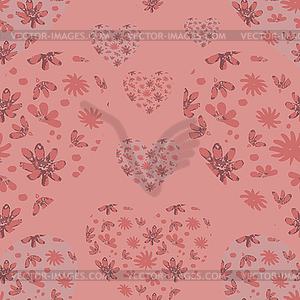 Seamless hearts pattern. Pink love background - vector clipart