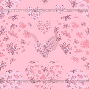 Seamless hearts pattern. Pink love background - vector clipart