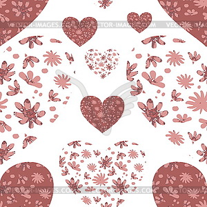 Seamless hearts pattern. Pink love background - vector clip art