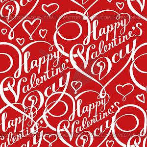 Seamless pattern with lettering and hearts. Happy - vector clipart