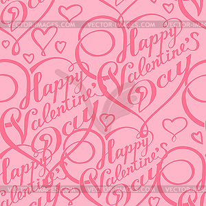 Seamless pattern with lettering and hearts. Happy - vector image