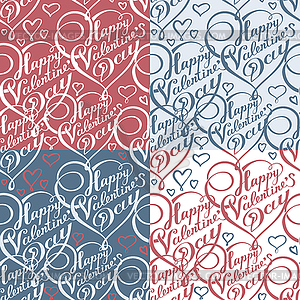 Seamless pattern with lettering and hearts. Happy - vector clipart