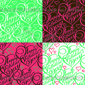 Seamless pattern with lettering and hearts. Happy - vector image