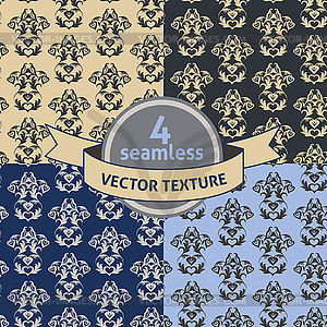 Set of 4 seamless damask patterns with hearts. eps - vector clipart