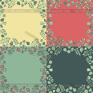 Set of 4 loral branches backgrounds - vector clip art