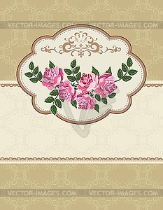 Vector card with roses. Background with space for text. - vector clip art